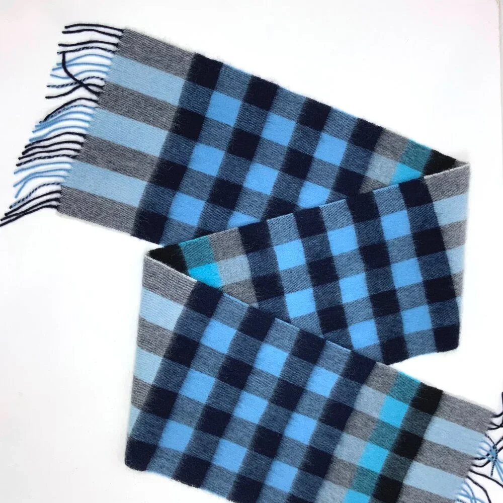 Ballantrae Edinburgh 100% Lambswool Recttungular Scarf Blue and Black